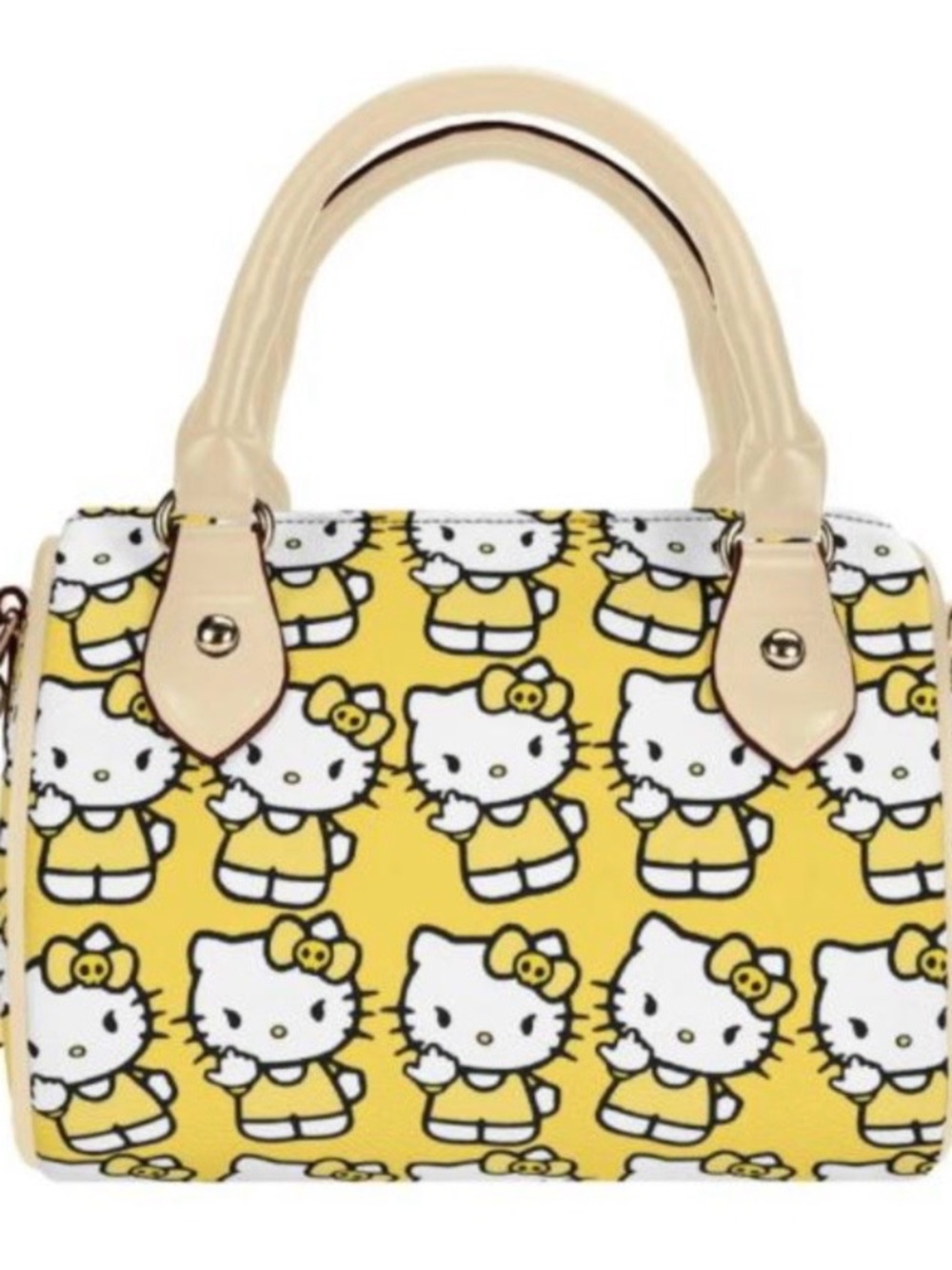 Hello Kitty Yellow Patterned Mini Top-Handle Bag with Cream Accents